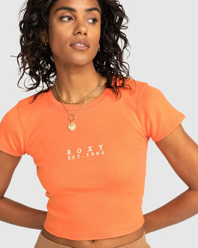 Womens Roxy All Day Short Sleeve Cropped T-Shirt British Gentlewoman Style
