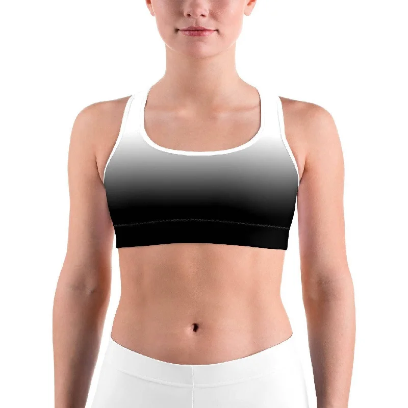 Ombre White to Black Sports bra Refined Women's Velvet