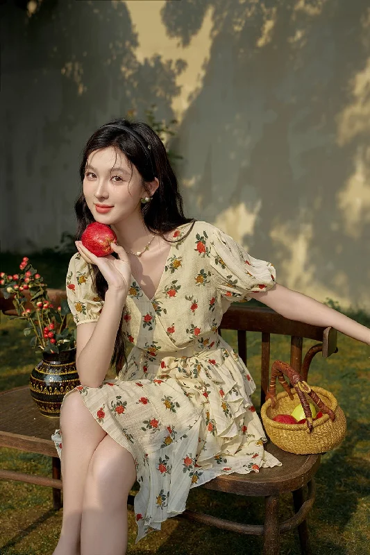 Floral Chiffon Midi Dress for Women Polished Women's Silk