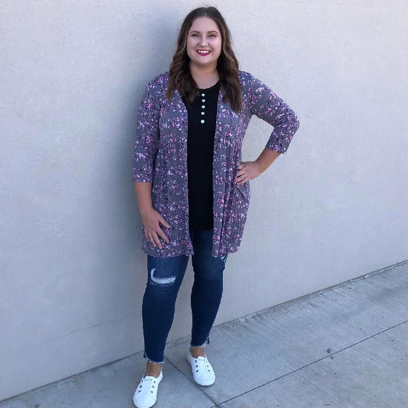 Carli Floral Cardigan Monochromatic All - in - one