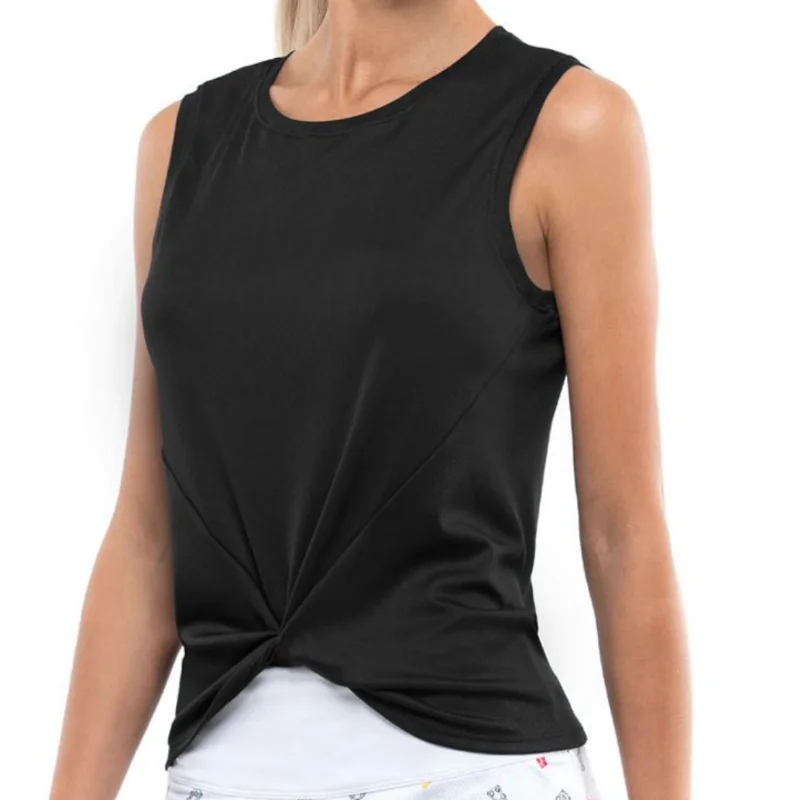 Lucky In Love Twist Front Top - Black Athletic Women's High - 