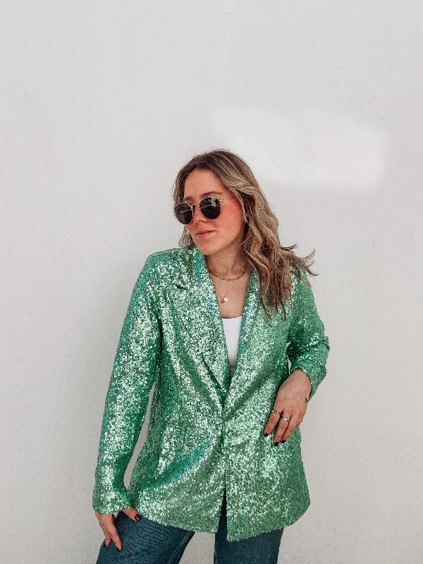 Mint Sequin Blazer