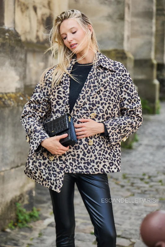 ALMA - Trench court imperméable à motifs léopard Refined Women's Classic 