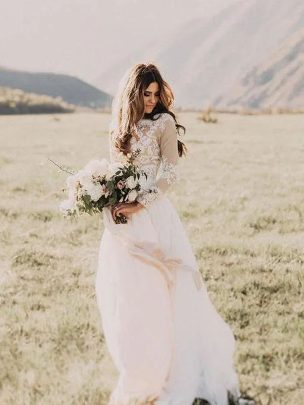 Hot Sale Boho Wedding Dresses with Long Sleeve Unique Women's Upcycled