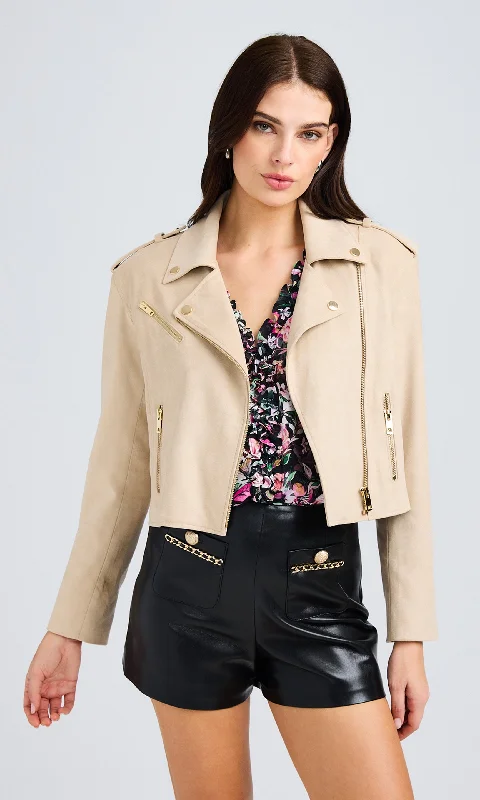 Cosita Vegan Suede Moto Jacket Bold Women's Animal Print