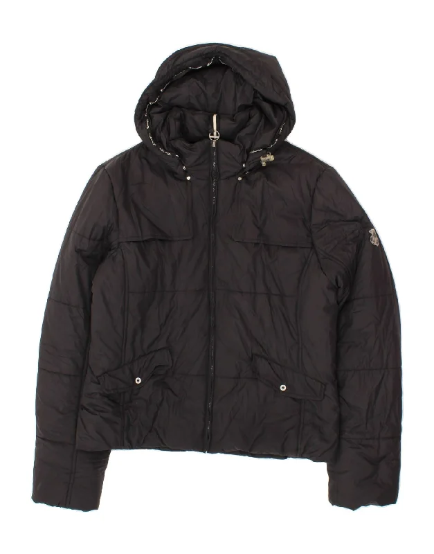 CHAMPION Womens Hooded Padded Jacket UK 18 XL Black Polyester Sleek Women's Metallic