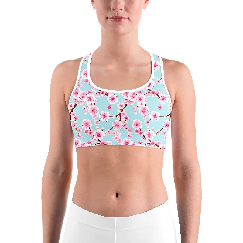 Japanese Cherry Blossom Sports Bra Stylish Women's Tropical 