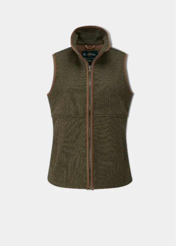Aylsham Ladies Fleece Gilet In Green Herringbone - Regular Fit Elegant Women's 