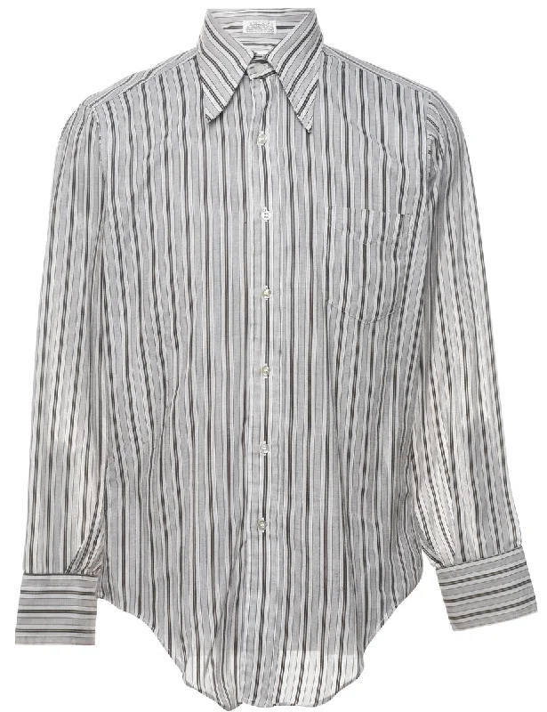 1970s Striped Grey Shirt - L Bold Women's Animal Print