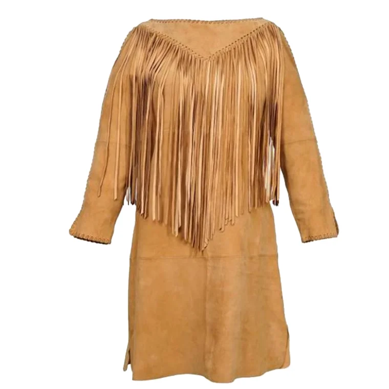Maya fringed western suede coat Elegant Women's 