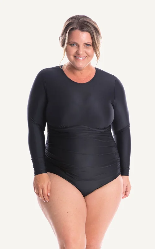 Grace Long Sleeve One Piece Swimsuit  | Black