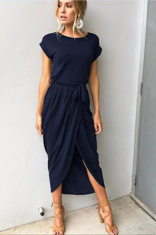 Solid Color Strappy Irregular Dress Trendy Women's Oversized