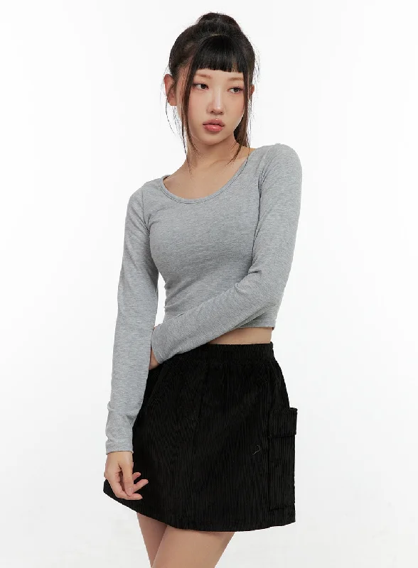 Classic Scoop Neck Crop Top CN404 Elegant Women's Formal 