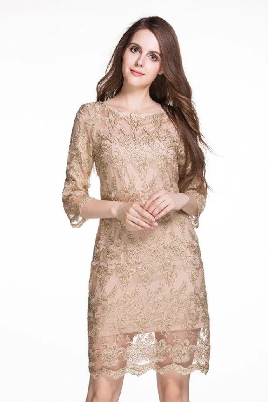 Gold Lace Dress Geometric