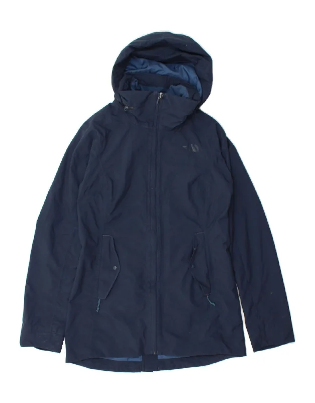 THE NORTH FACE Womens Hooded Rain Jacket UK 10 Small Navy Blue Nylon Disco