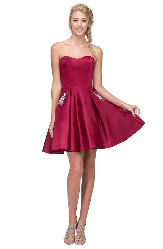 Eureka Fashion - 6622 Strapless A-Line Cocktail Dress Dapper Women's Bow - adorned