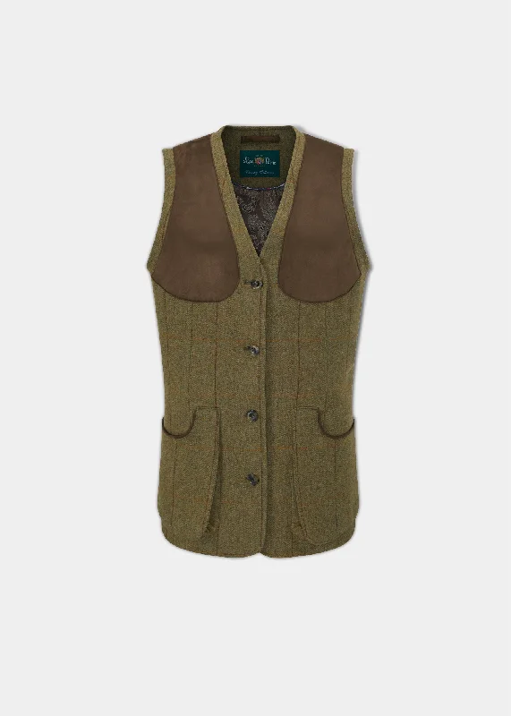 Combrook Ladies Tweed Shooting Waistcoat In Grove - Regular Fit Gym