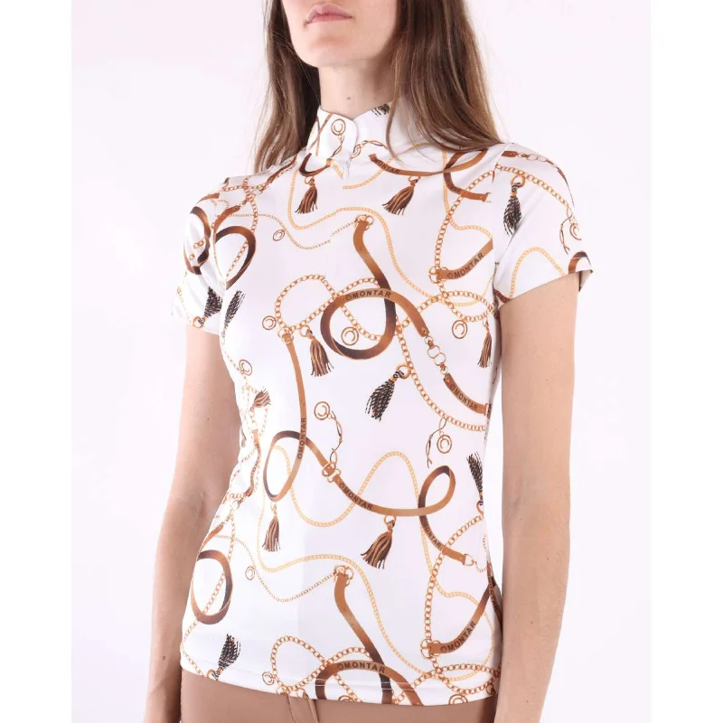Montar Polo Haily Bridle Print Longues Manches Blanc Elegant Women's 