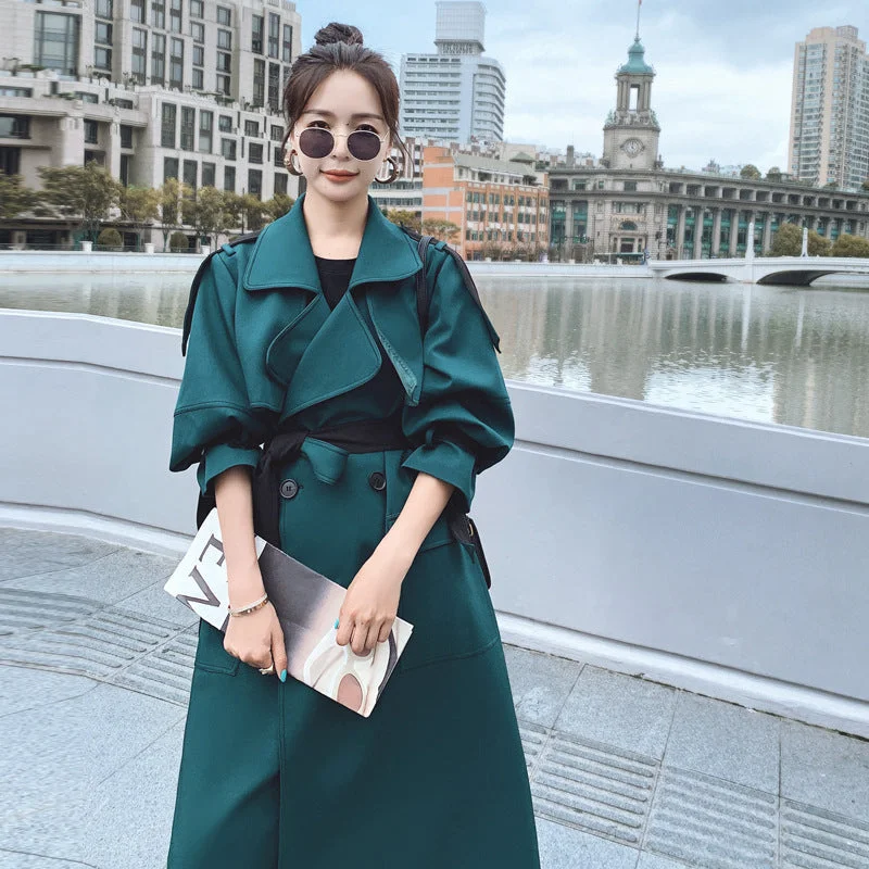 Fashion New Big Lapel Windbreaker Women's Mid-length Over The Knee Bohemian Women's Free