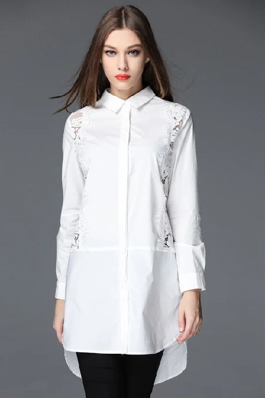 White Long Shirt W/ Lace Detail garde