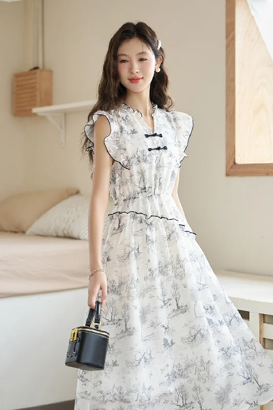 A-line Maxi Dress for Women Monochromatic Office Style