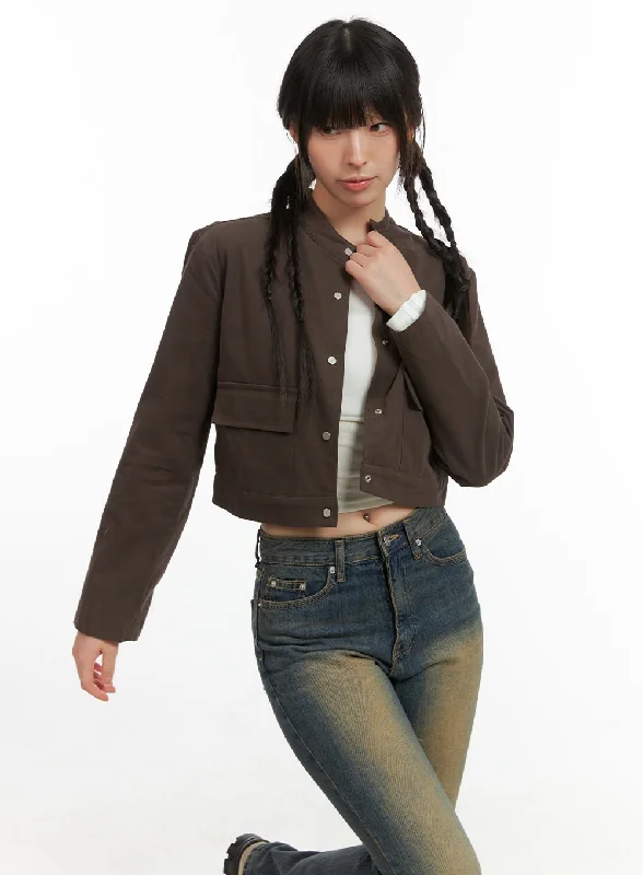 Solid Suede Crop Jacket CG419 Sustainable Organic