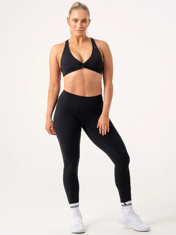 NKD Knot Sports Bra - Black Sporty Women's Athleisure 