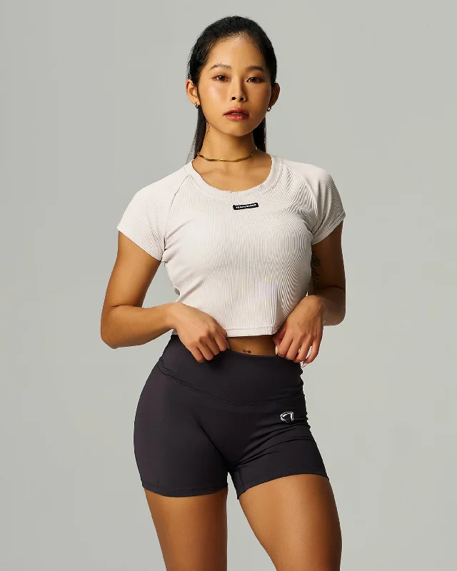 Label  Ribbed Crop Top Preppy Women's College