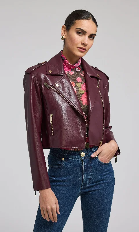 Cosita Vegan Leather Moto Jacket Traditional Women's Wool
