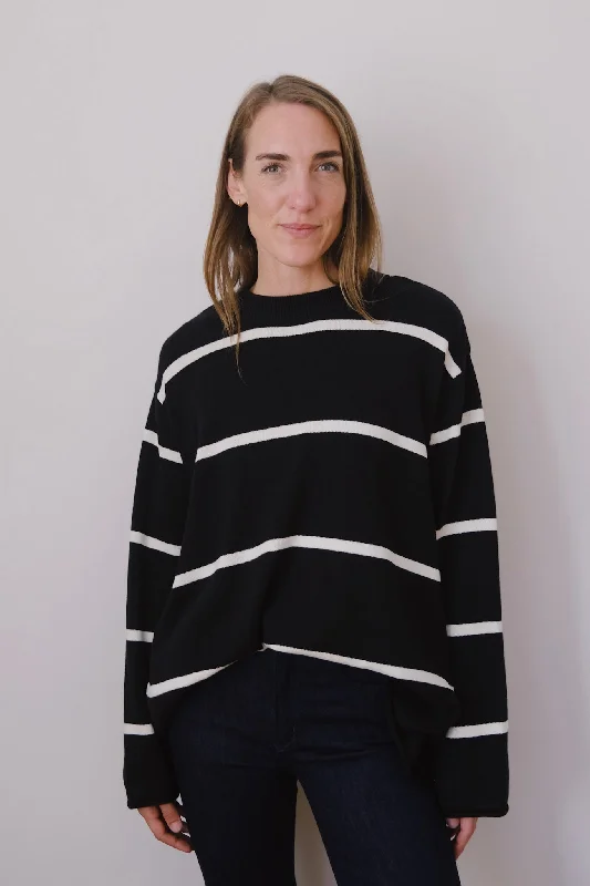 jumper - marta - striped black Cozy Women's Winter