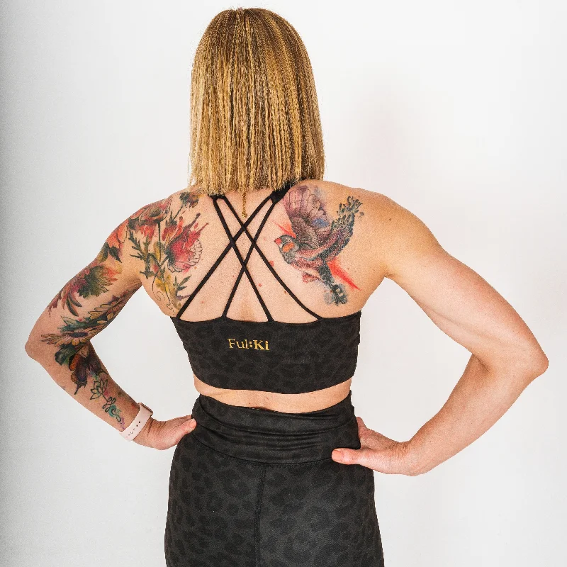 Cross Back Sports Bra - Leopard Refined Women's Hand - crafted