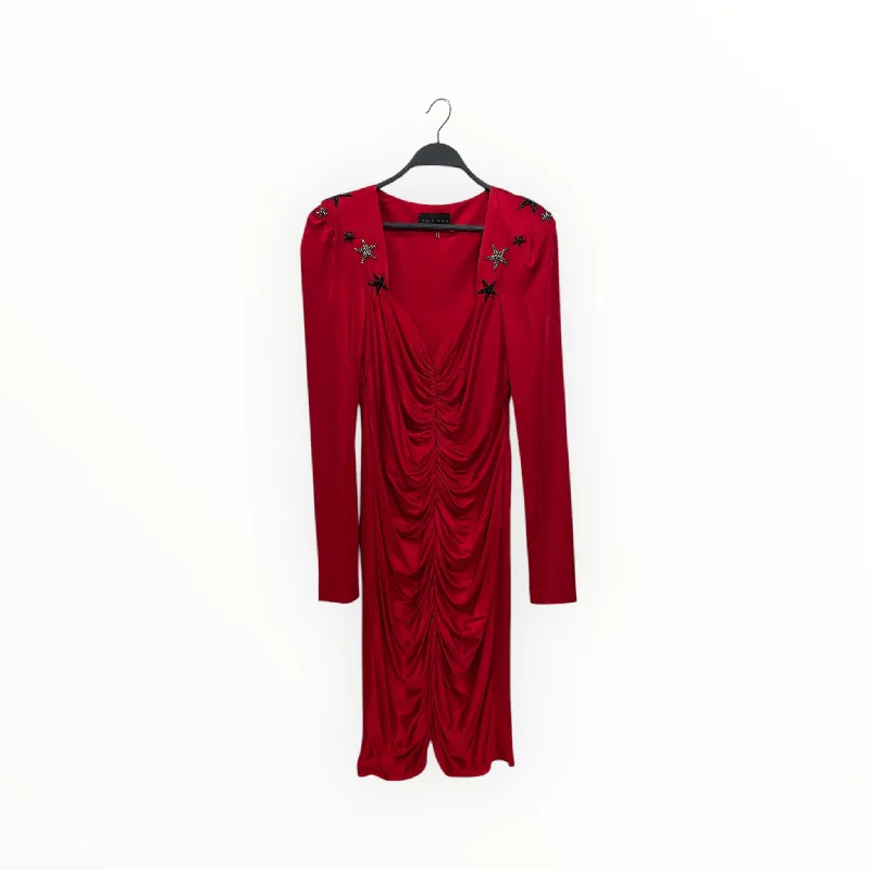 DUNDAS/LS Dress/44/Silk/RED/ European