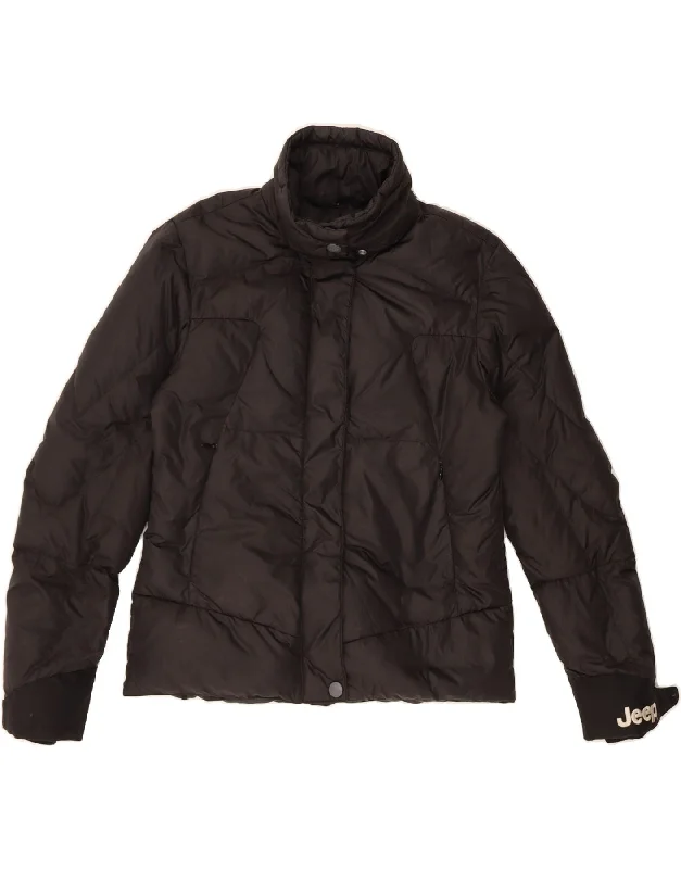 JEEP Womens Padded Jacket EU 40 Medium Black Polyamide Earthy Women's Hemp - based
