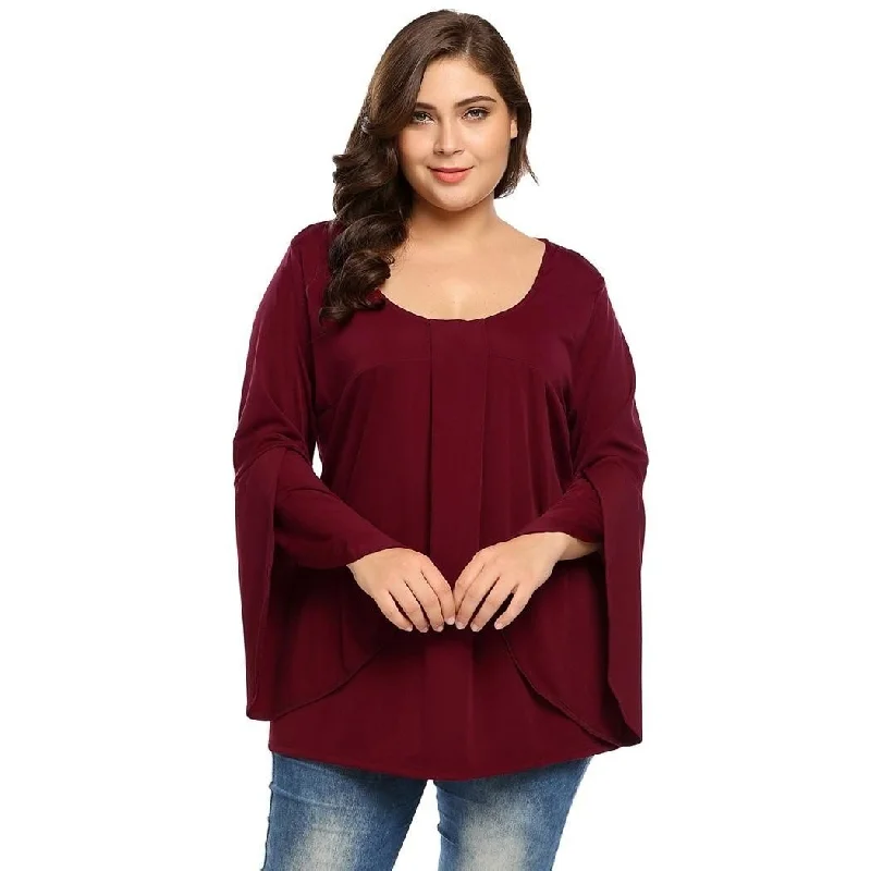 ANALUKE Flare Pullovers Tunic Long Sleeve T-Shirt