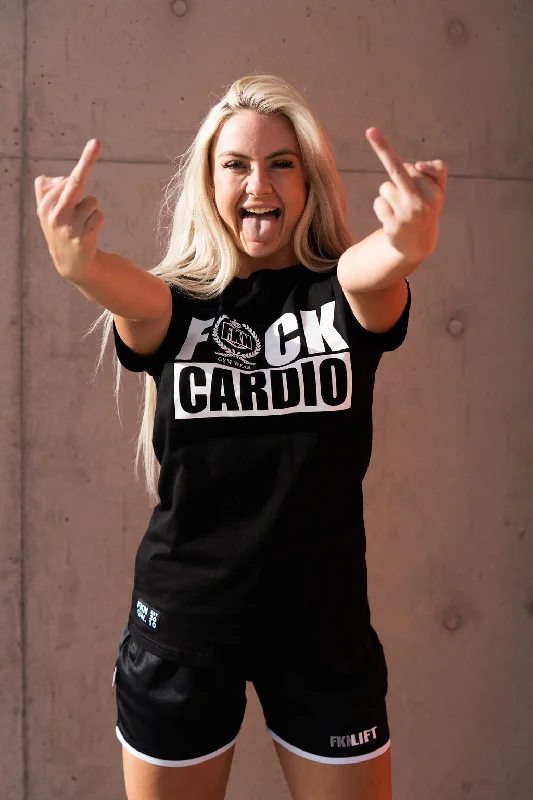 FUCK CARDIO | Women's Gym T-Shirt | Black Dynamic Women's Moto