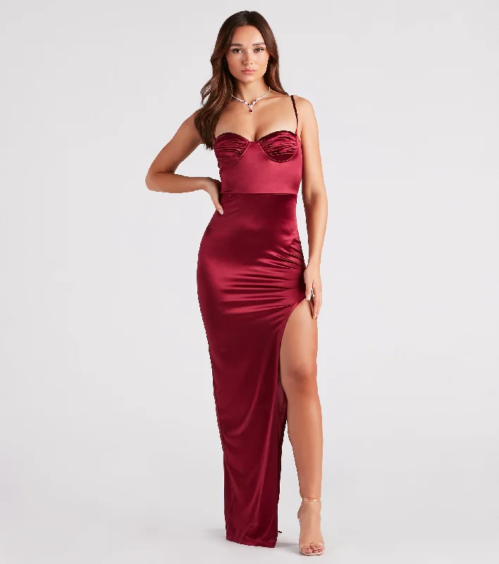 Beth Formal Satin Pleated Long Dress Casual Women's Japanese 