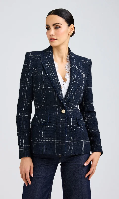 Aimee Windowpane Tweed Blazer performance