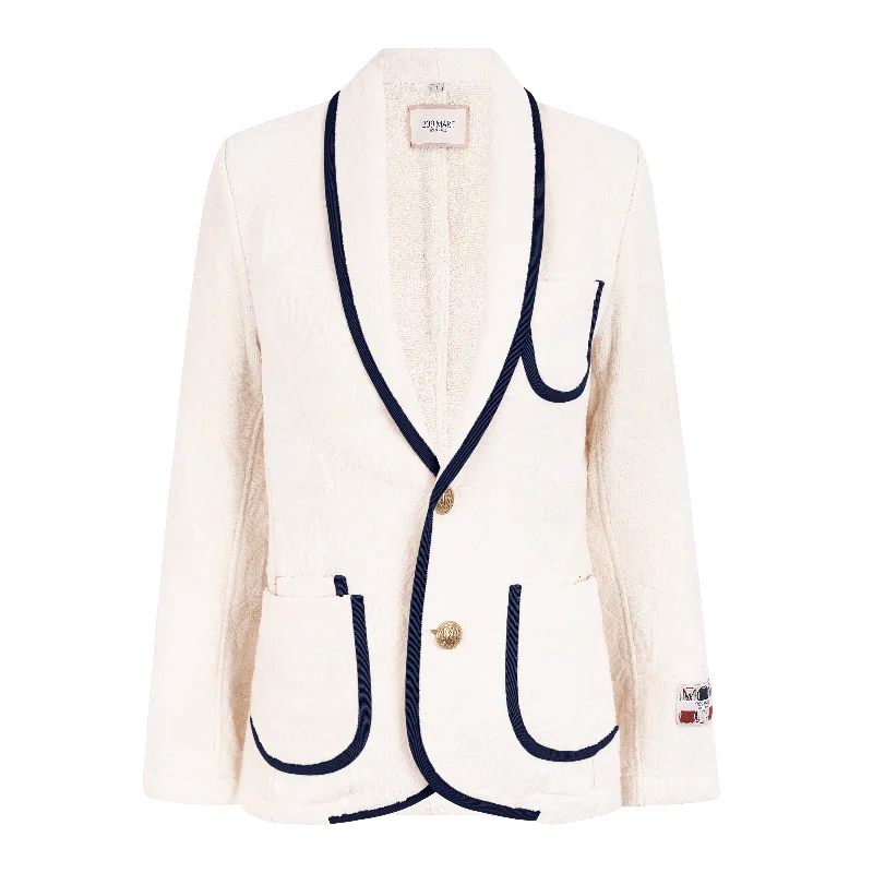 The Anjuna Jacquard Women - Off White/Navy Refined Women's Hand - crafted