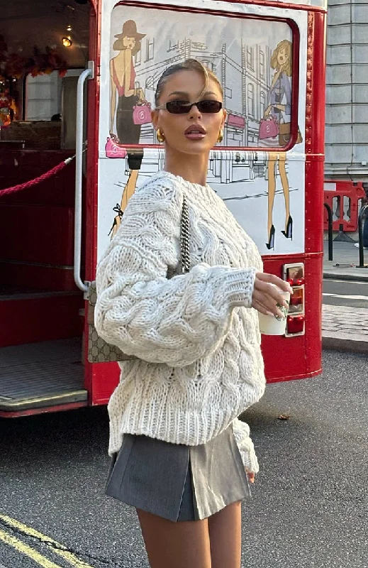 Real Feelings Oversized Knit Sweater Off White Youthful Women's Pop