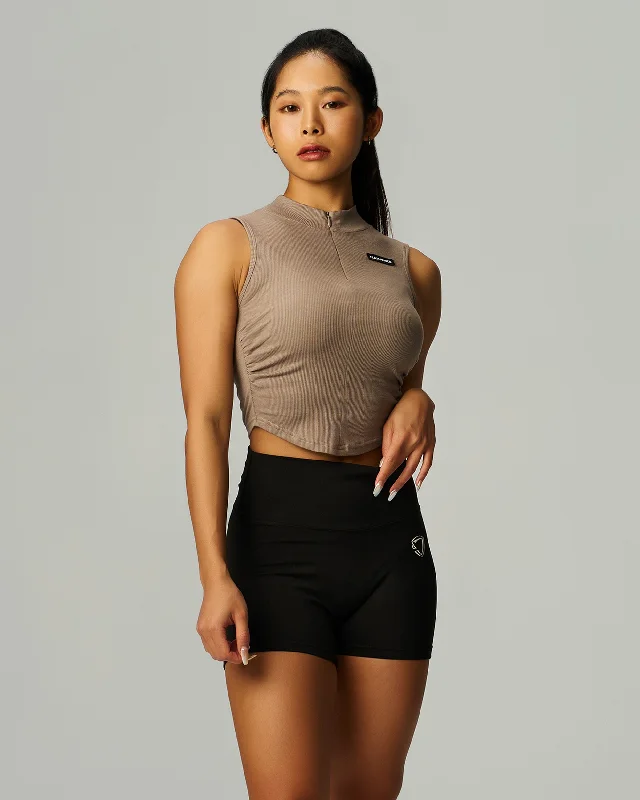 Label Mock Neck Crop Tank Classic Women's Tweed