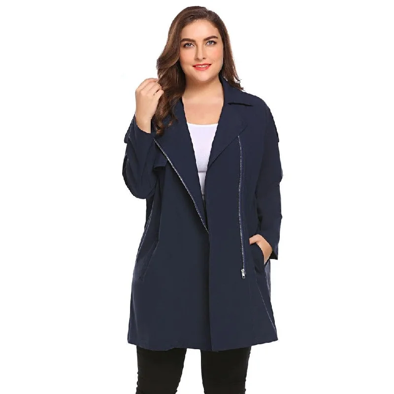 ANALUK Full Zip Feminino Large Windbreaker Trench Coat Relaxed Women's Beachy