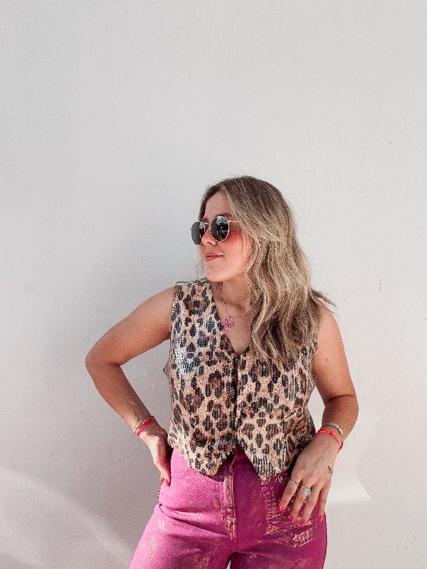 Leopard Sequin Vest