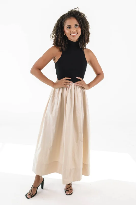 Raise The Stakes Midi Dress - Black/Natural Earthy Women's 