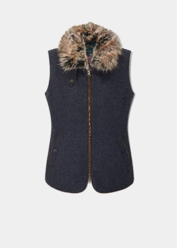 Surrey Ladies Tweed Gilet In Blue Country