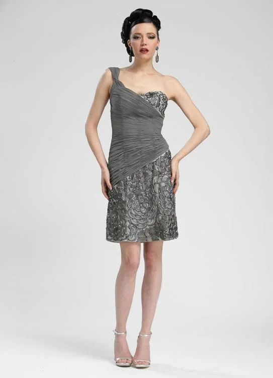 Sue Wong - N3330 One Shoulder Sequined Sheath Dress Classic Women's Tweed