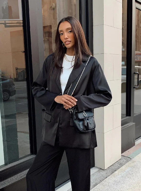 Toddy Satin Blazer Black Cashmere