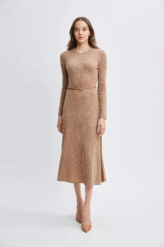 Cashmere Long Sleeve Belted Dress