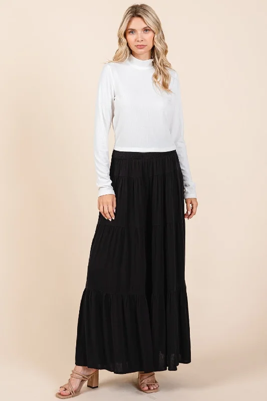 Tier Detail Smocked Elastic Waist Wide Leg Pants Laid - back Women's Vibe