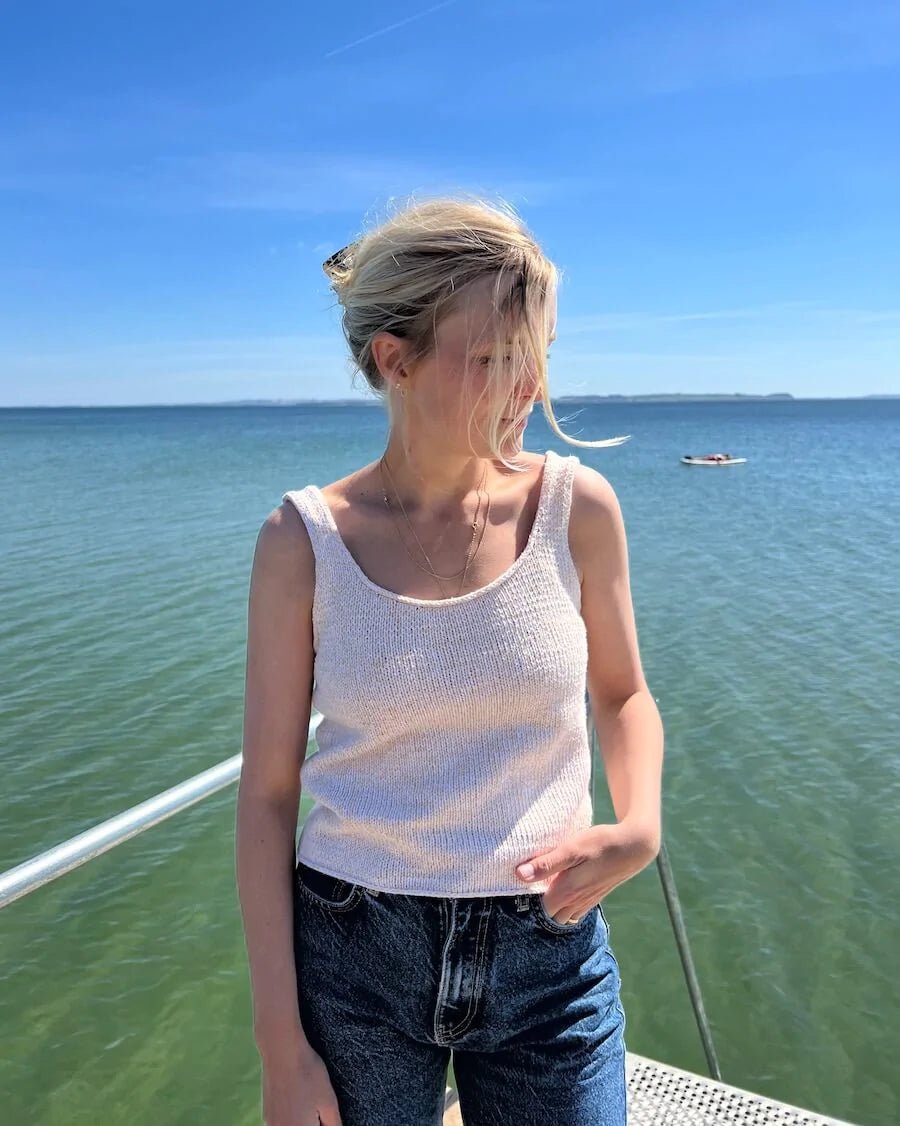 June top by PetiteKnit, knitting pattern Tough Women's Military - inspired