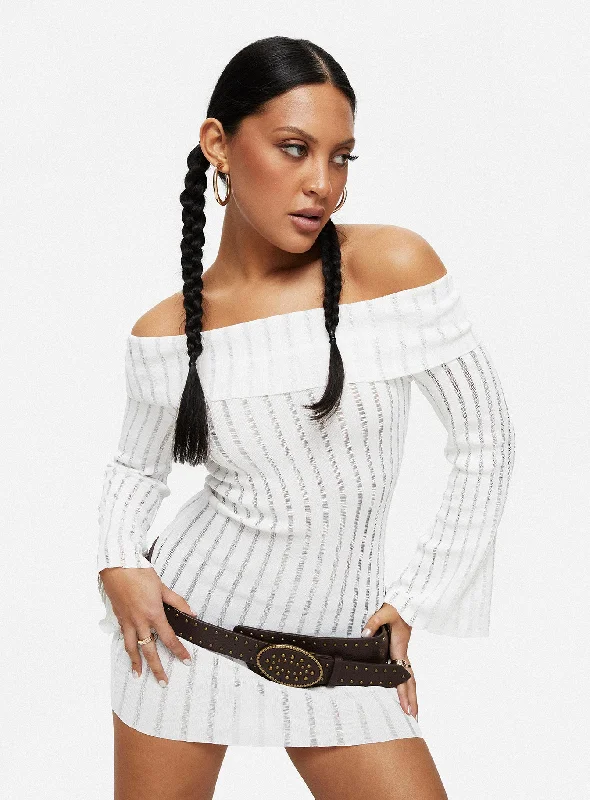 Sorrel Off The Shoulder Mini Dress White Minimalist Women's Casual